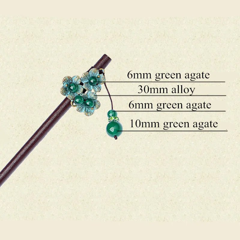 Yanting зеленый камень палочка для волос Vitnage зеленый сплав цветок голова ювелирные изделия китайские аксессуары для украшения волос головной убор 096
