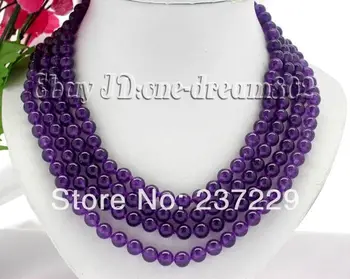 

Wholesale price FREE SHIPPING AD 100"8mm round nature purple jade necklace