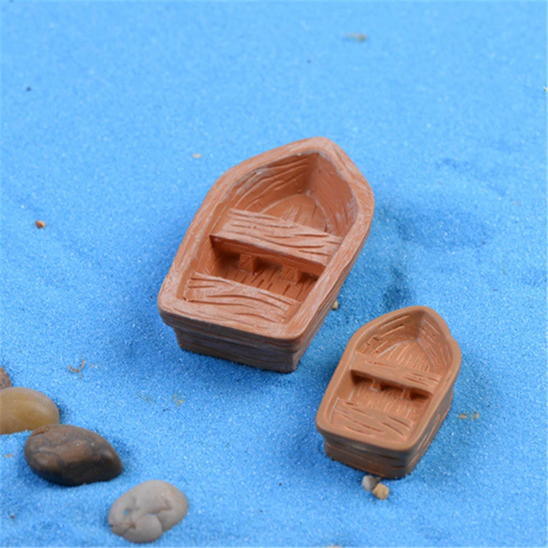 Resin Craft Mini Boat Fairy Garden Miniatures Figurine Mini Garden Decoration Crafts Boats