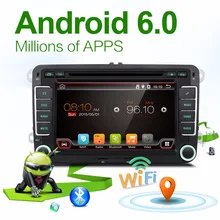 2 Dos Din Aux GPS Quad Core 4 Android 6.0 Reproductor de DVD Del Coche TV para VW Skoda Fabia POLO GOLF 5 6 PASSAT CC JETTA TIGUAN TOURAN Caddy