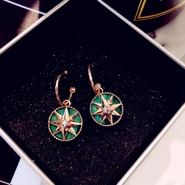 2019 New Design Star Stud Earrings For Women Bride Round Wedding Jewelry E2500