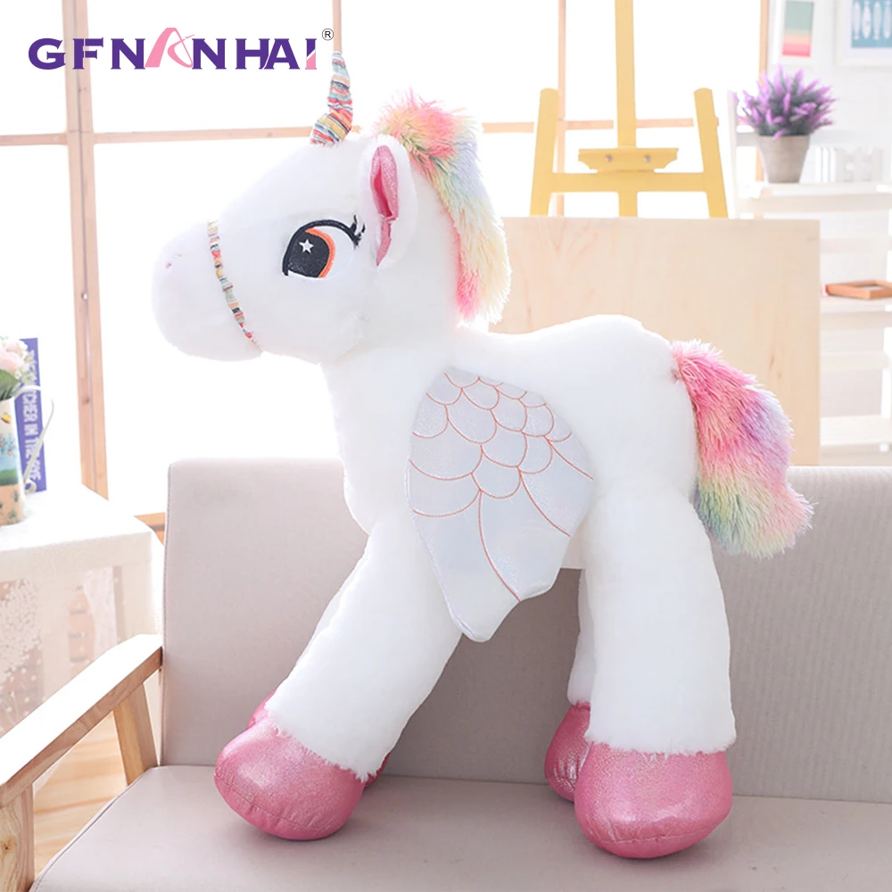 1pc 50/60/90cm big size cute unicorn plush toy stuffed soft kawaii animal horse nap pillow birthday gift for children girls
