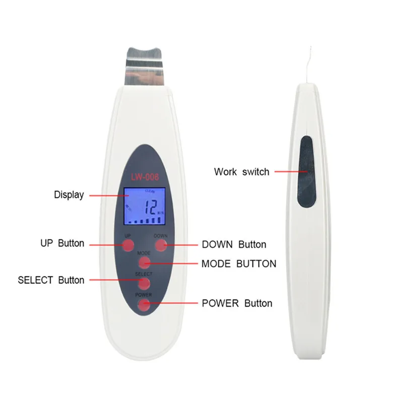 Máquina de Limpeza da Pele Ultra Sônica Facial Remoção Portátil Peeling pá Enguia Poro Limpo Sônico 7 Ultra sônica facial remoção portátil peeling pá