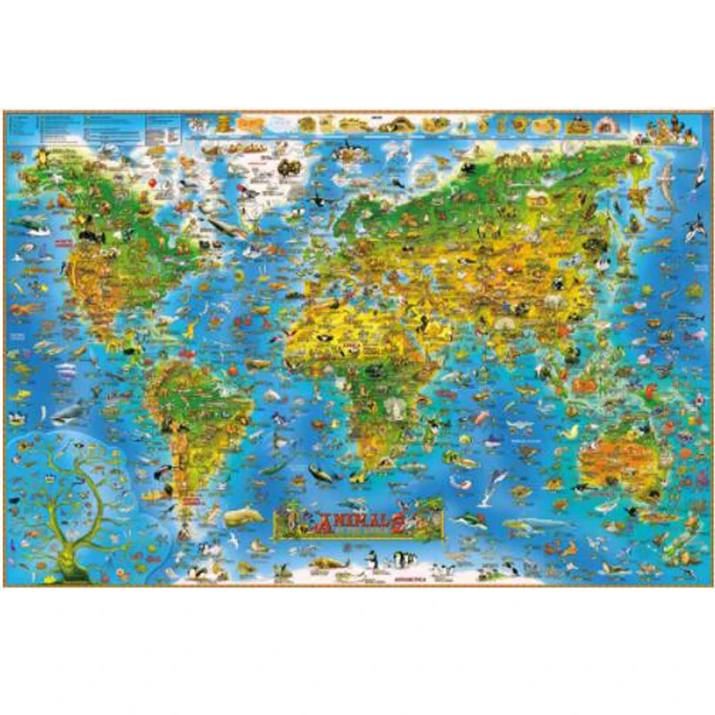 

4 Type 1000 Piece Animals World Map Jigsaw Puzzle Toy 1000 Pieces Fish Dog lovely Wooden Puzzles New Year Gift for Kids