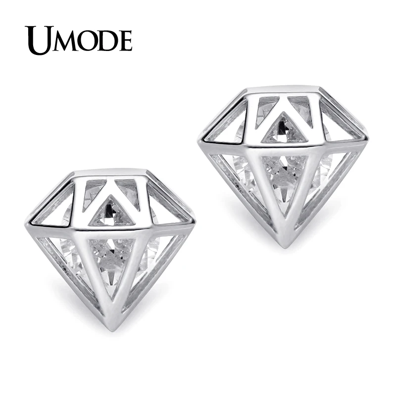 UMODE Brand Crystal Stud Earrings For Women Jewelry Fashion Spike Shape Boucle D'oreille Rose Gold Color Aros Gifts AUE0253A