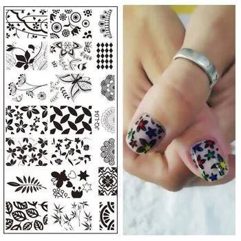 WUF 1 Pc Nail DIY Tips Flower Designs 60*120mm Nail Art Image Printing Plate Polish Stamping Template #JQ-L04