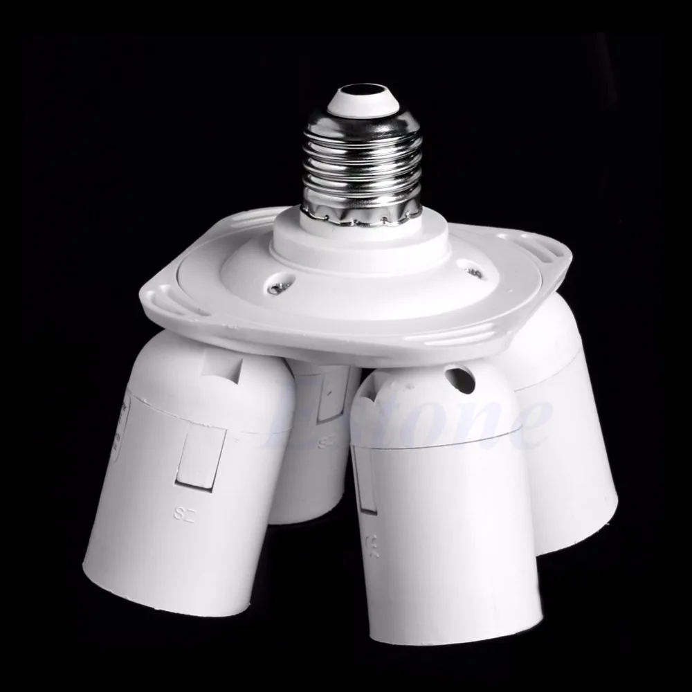 4 in 1 E27 Base LED Light Lamp Bulb Adapter Holder Socket Splitter For Softbox Y103