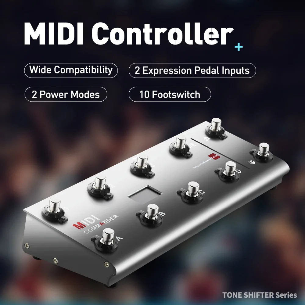 MIDI Commander гитарный Портативный USB Midi контроллер для ног с 10 ножными переключателями 2 гнезда для педалей с эффектом экспрессии 8 предустановками хоста