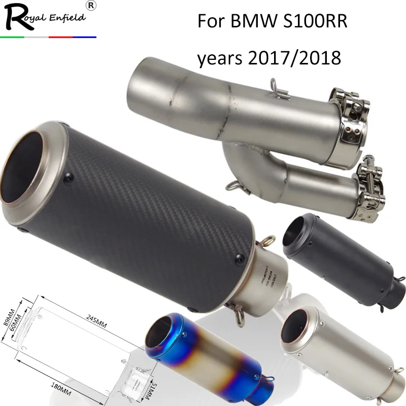 

S1000RR Motorcycle Full Exhaust Stystem Modified Muffler Middle Link Pipe Carbon Fiber Cover Slip-on For BMW S1000RR 2017 2018