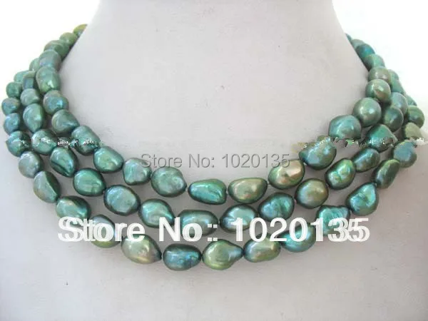 

freshwater pearl baroque green necklace 43" nature wholesale beads nature 7-9mm FPPJ