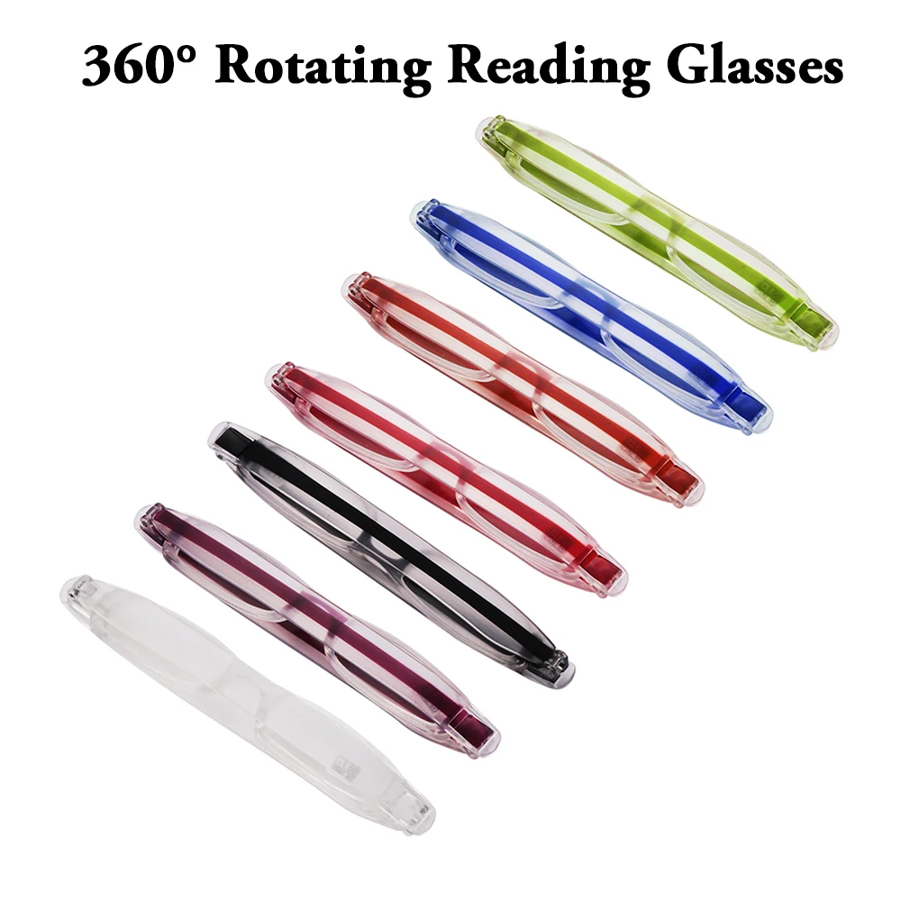 

1PC NEW +1.0~+4.0 Fashion Unisex Portable Anti Fatigue Eyeglasses 360 Degree Rotation Folding Solid Color Reading Glasses