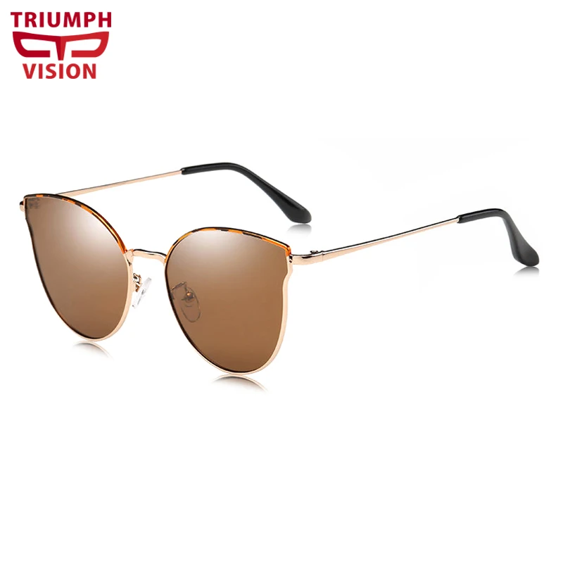 Модные солнцезащитные очки TRIUMPH VISION с кошачьим глазом для женщин, серебристые зеркальные брендовые солнцезащитные очки для женщин, дизайнерские темные очки Oculos для женщин - Цвет линз: 005