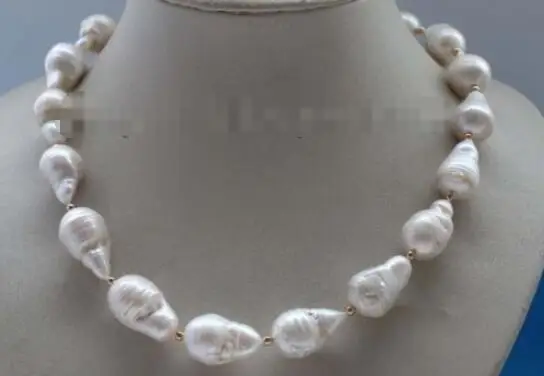 

Free shipping hot sale Women Bridal Wedding Jewelry >>18" Genuine Natural 23mm White Baroque Reborn Keshi Pearl Necklace