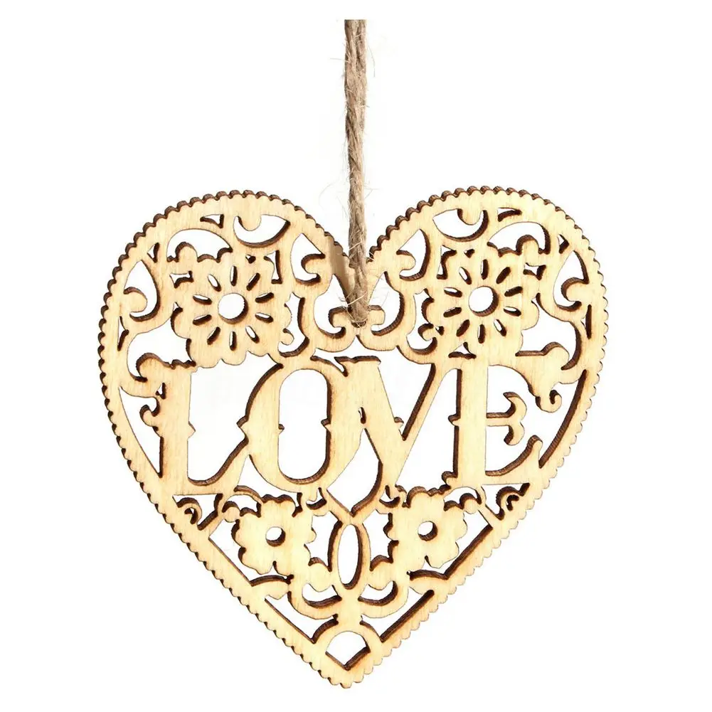 Buy 10pcs Laser Cut Love Heart Wooden Embellishment