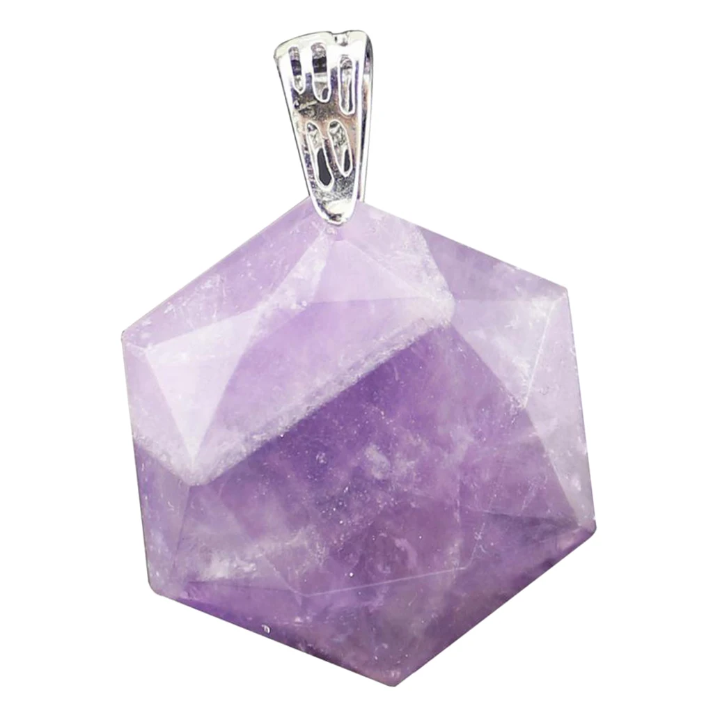Luster Smooth Polished Crystal Jewish Star of David Hexagram Shape Stone Pendant for Necklace Pendant Metal Bail Clasp