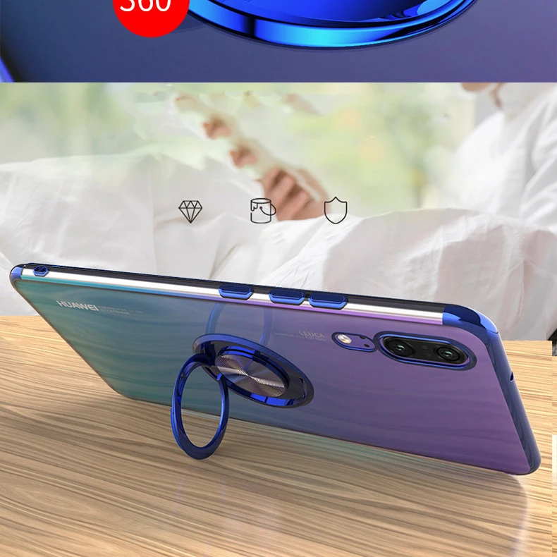 Plated Soft Case for Huawei P40 P30 Pro Mate 30 20 P20 Lite Nova 5Z 5T 5i 4e 3e Y9S Honor V30 Finger Ring Cover Huawei dustproof case