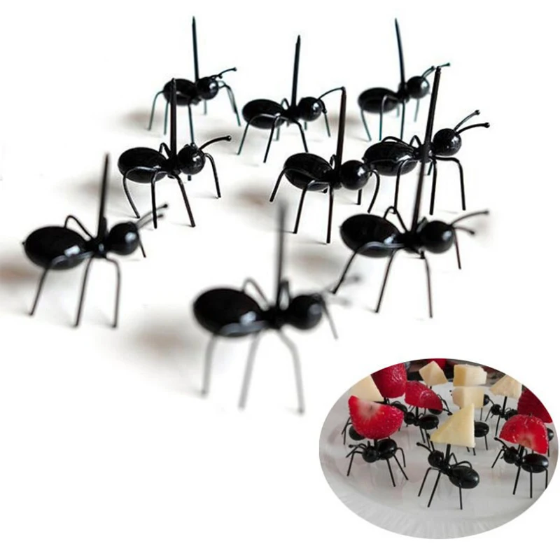 

12pcs/set Hot Sale Ant Shape Fruit Fork Snack Cake Dessert Pick Tableware for Home Kitchen Party Dinner Fruit Pick Kitchen