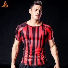 Одежда для фитнеса, плотная Спортивная футболка, уличная футболка для бега с принтом, Мужская быстросохнущая футболка, компрессионная футболка для тенниса