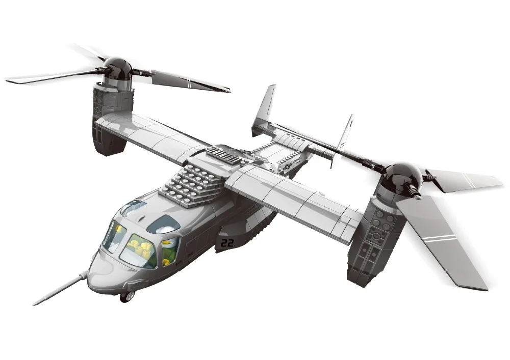 

jx006 Model building kits compatible with lego Osprey tilt-rotor 3D blocks Educational model building toys hobbies 593pcs
