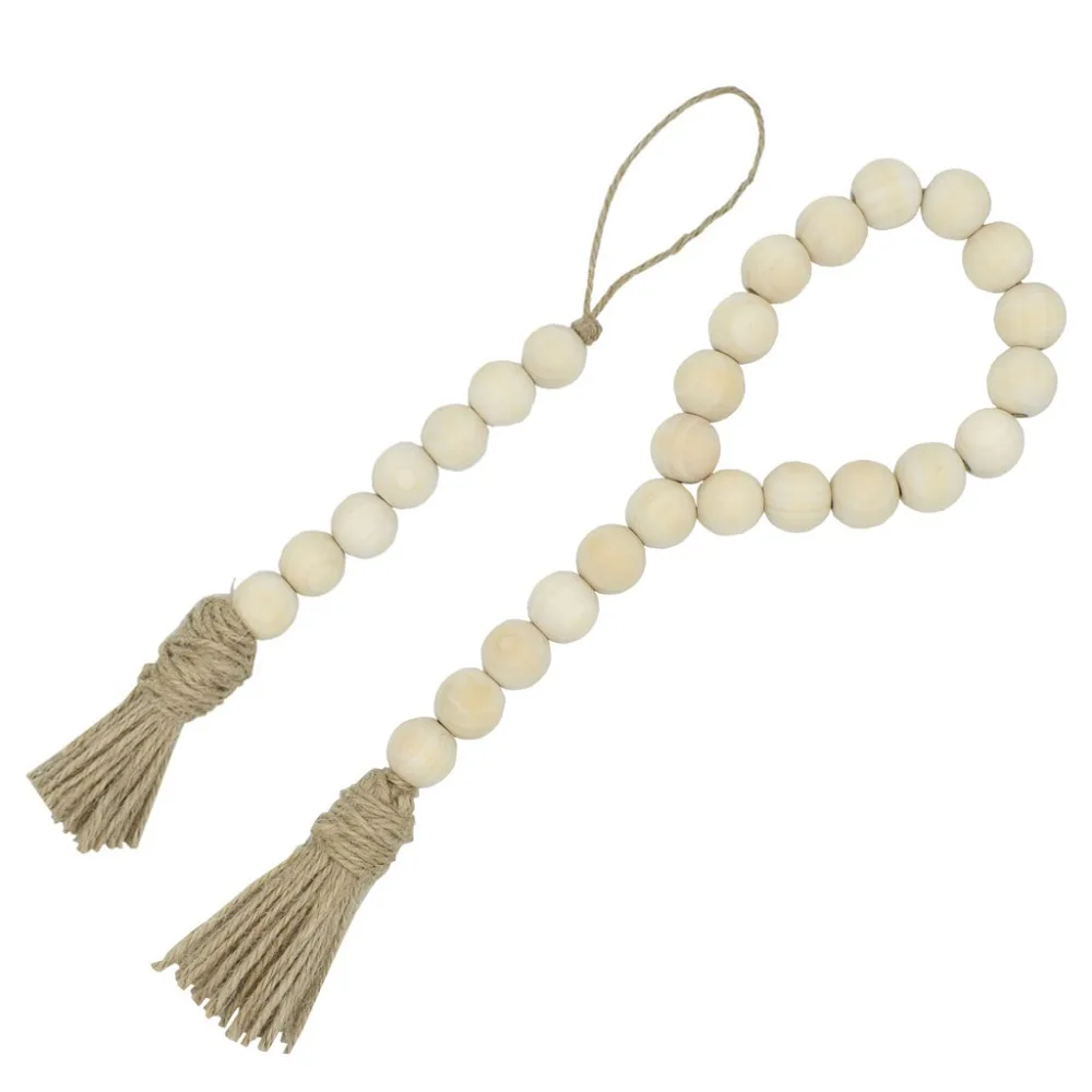 Tassle Farmhouse Beads Natural Wood Bead Garland Kids Baby Nursery Room
