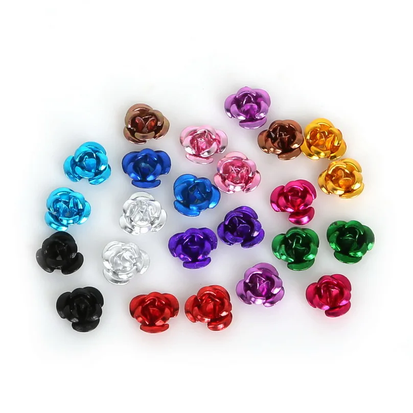 

Fashion Dia.6mm Rose Flower Aluminum Metal Beads Spacer Beads with Hole For Jewelry Findings Bracelet Crafts Making 300PCS