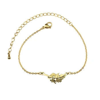 

10pcs/lot Gold Leaf Bracelet For Women Engagement Gift Pulsera Mujer Choker Chain Stainless Steel Charm Bracelet Fashion Jewelry