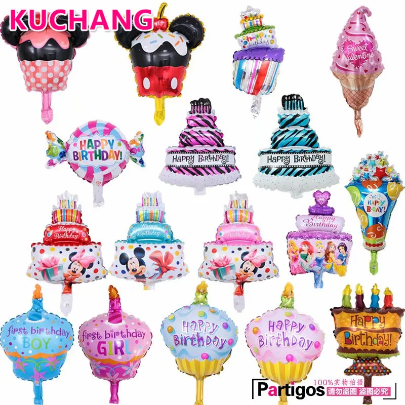 

10pcs/lot Mini Mickey Minnie Mouse Foil Balloons Cake Candy Ice Cream Globos Happy Birthday Party Decorations Kids Gift Supplies