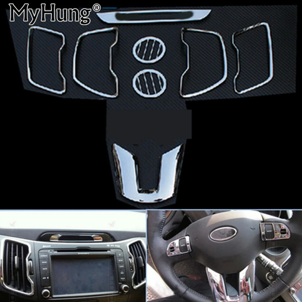 

Fit for Kia Sportage R 2011 2012 2013 inner decoration ABS Chrome trim steering wheel DVD outlet trim accessories