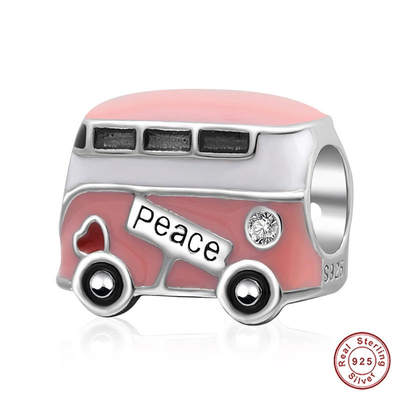

Authentic Hot Sale New 925 Sterling Silver Peace Bus Charm Bead fit European DIY Bracelet Making for Travel Gift