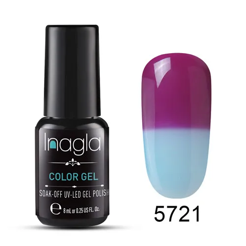 Inagla лак для ногтей изменение температуры 100 Цвет гель для ногтей 8 мл УФ светодиодный Гель-лак для ногтей - Цвет: 5721