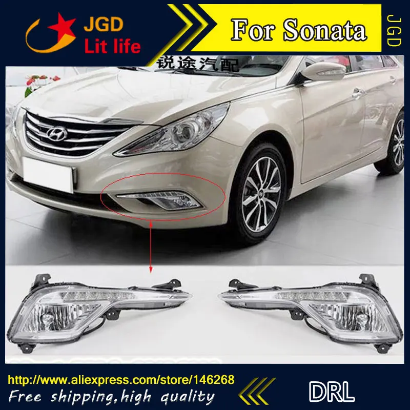 Горячая распродажа! 12 V 6000 k светодиодный DRL Дневной Бег свет для hyundai Sonata 2013 противотуманная фара рамка противотуманная фара супер белый