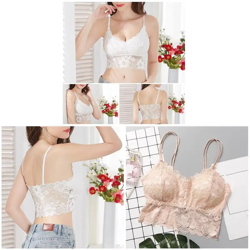 

2019 Newly Droppshiping Women Lace Bra Female Lace Strap Bandeau Top Bra Tops Summer Breathable Bandeau BFJ55