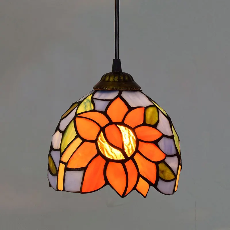 

Mediterranean Blue sunflow Restaurant Art lighting Bar terrace Stained glass Aisle Small Pendant Lights E27 110-240V 6inch 15CM