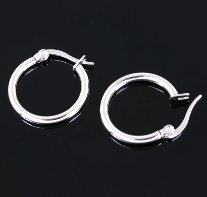 Wholesale\Retail! 19mm 3g New Square Hoop Silver Stainless Steel Round