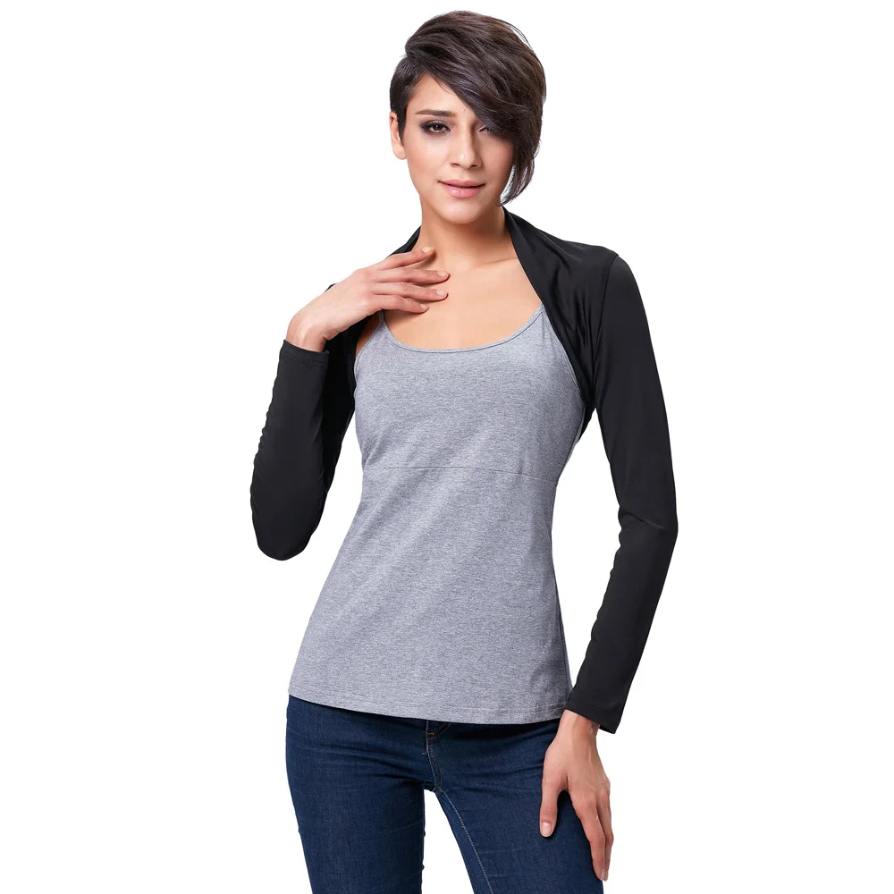 Promo  Belle Poque 2017 Women Ladies Jacket Long Sleeve Comfortable Modal Shrug Open Stitch Solid Bolero S