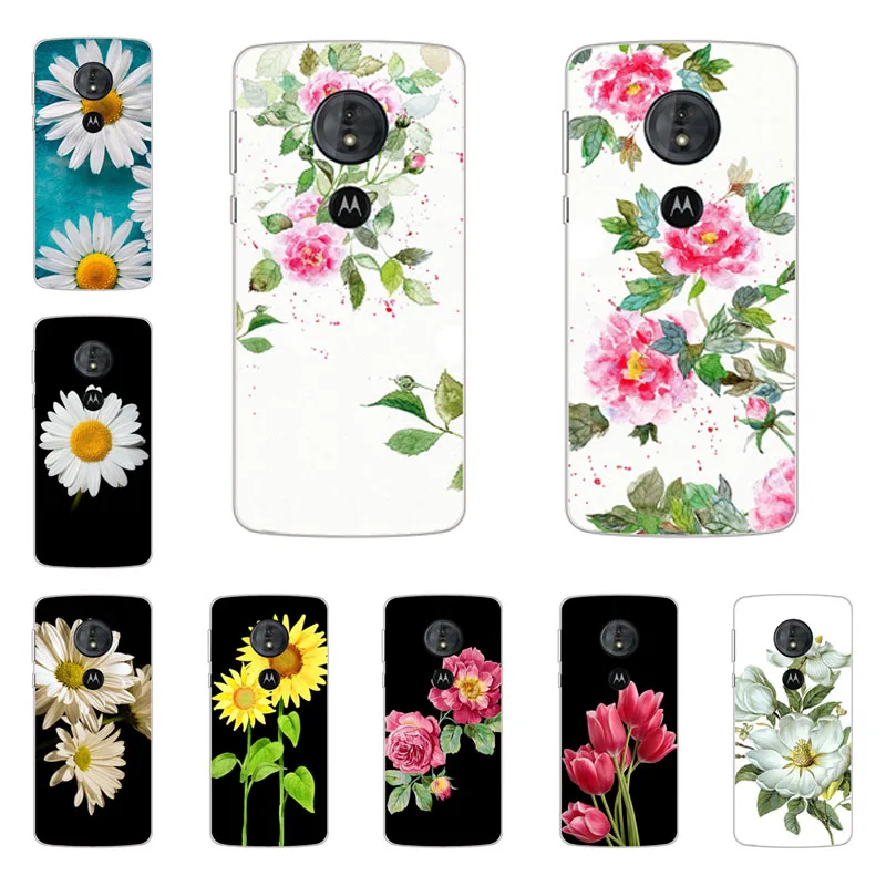 for Motorola Moto G7 play Case Silicon flowers Painting Soft TPU Back Cover power Protect Phone cases shell |