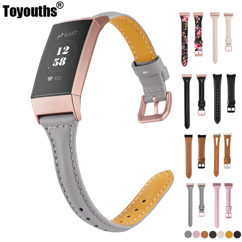 

Toyouths Replacement Watchband for Fitbit Charge 3 Bands Slim Leather Straps Band Smart Fitness Watch Band for Fitbit Charge 3