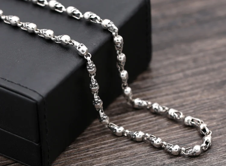 

4.5mm 925 Sterling Silver Retro men's skull link biker necklace chain Jewelry gift A1486