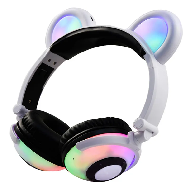 Bluetooth-наушники Беспроводные наушники для детей LIMSON Bear Ear Heads LED Light Мигающий 3,5-мм штекерный кабель с микрофоном, совместимый с электронным устройством BL109