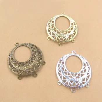 

25*30mm Vintage Filigree Flower Charms Loops Connectors Blanks Metal Bu Yao Hair Sticks Jewelry Accessories Findings Multi-color