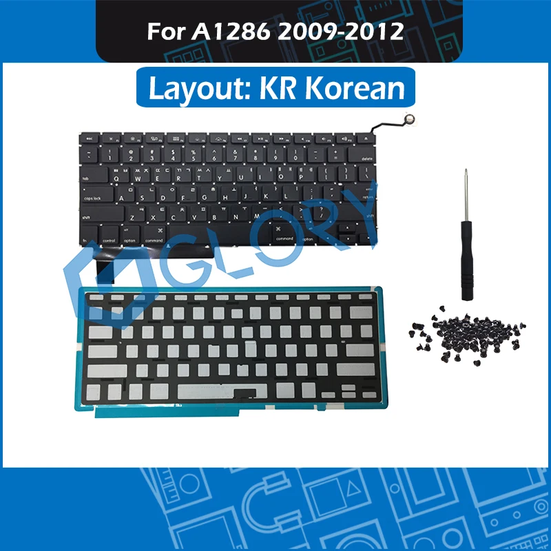 Новая клавиатура KR Standard A1286 для Macbook Pro 15 &quotA1286 Корейская с винтами подсветкой 2009