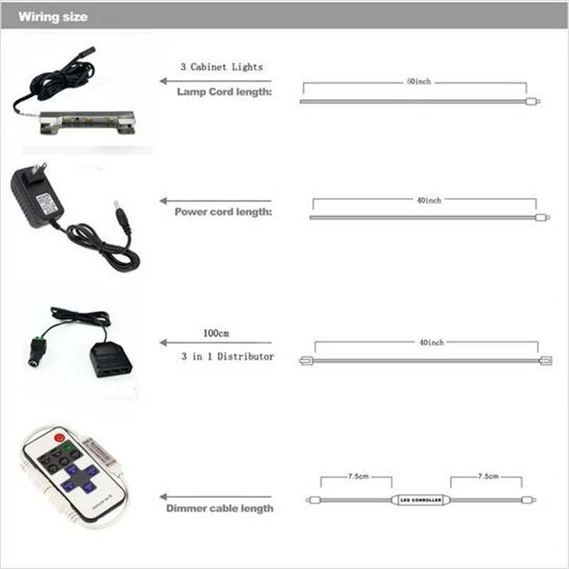Светодиодный светильник под шкаф для стеклянной полки края задняя сторона зажим полосы освещения 3 лампы комплект с радиочастотным пультом дистанционного управления и адаптером