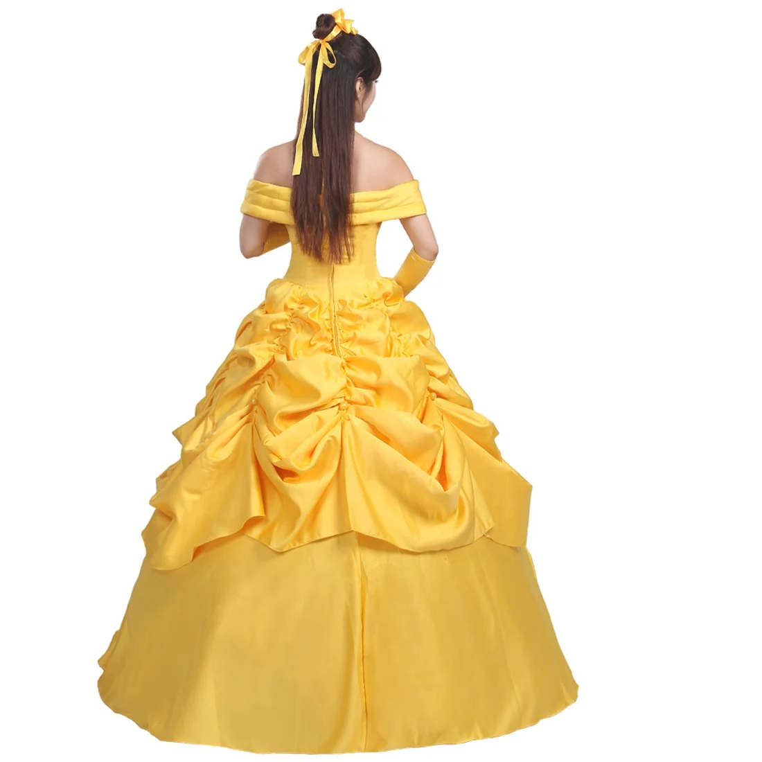 Мультфильм Косплей женщин Хэллоуин Принцесса платье Красавица и Чудовище Белль платье для взрослых принцесса Белль платье желтый костюм