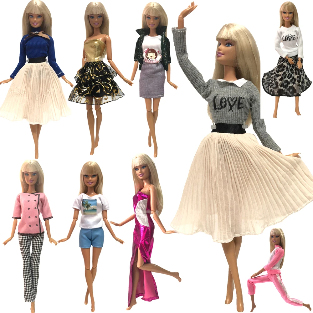 

NK Two Set Multi-Group Optional Doll Dress Top Fashion Style Skirt Colorful Outfits For Barbie Doll Accessories Best Gift JJ