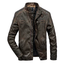 Брендовая мужская кожаная куртка с воротником-стойкой, приталенная Мужская винтажная байкерская куртка из искусственной кожи, мужская повседневная байкерская куртка, пальто, BF06