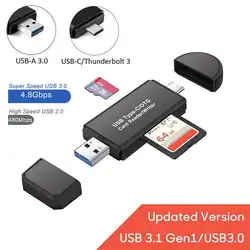 EastVita 3 в 1 USB 3,0 type C USB C TF SD кардридер адаптер для чтения карт памяти для Macbook Android r20