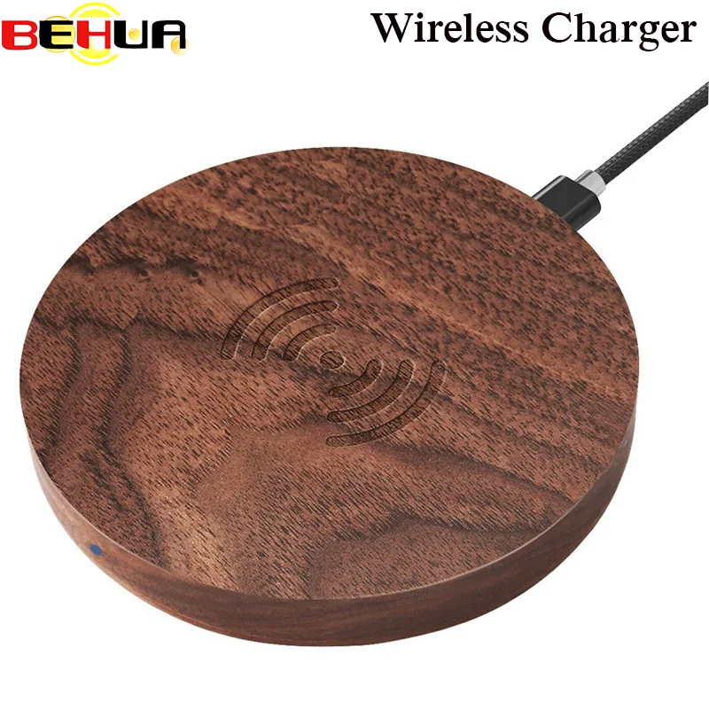

Fast Wireless Charger Quick Charging Pad 5V/9V Walnut Wood for Qi Enabled Devices for iPhone 8/ 8P/ X,for Samsung Galaxy S7/S8