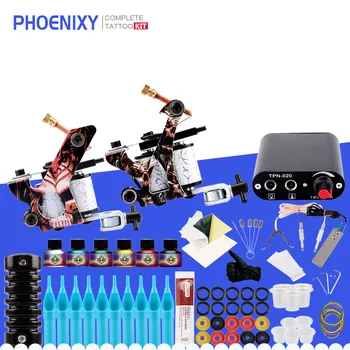 

Completed Tattoo Kits 2 Tattoo Machine Gun 6 Colors Ink pigment Power Supply Kit Body Art Permanent Makeup Tattoo Machine Set