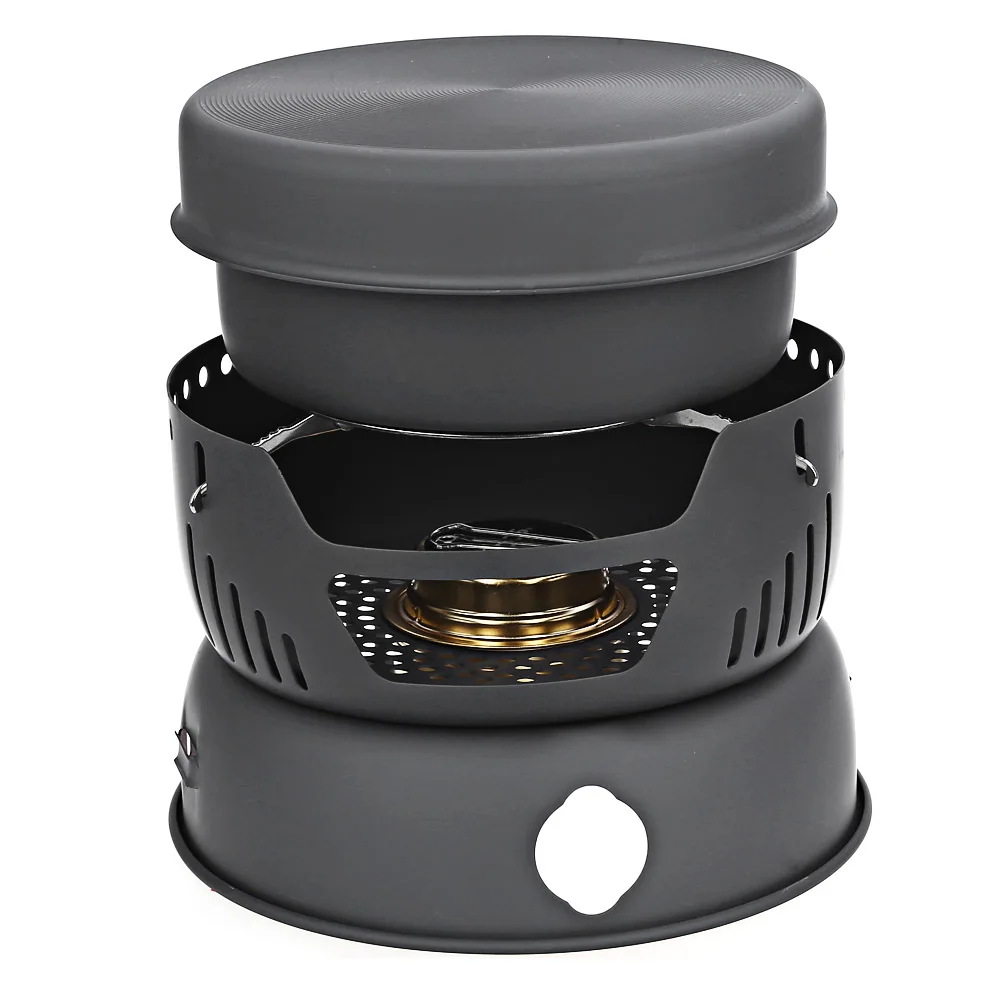 Alocs cw-c05 10 unids camping cocinero set portátil 2-4 persona al aire libre senderismo picnic Barbacoas Utensilios de cocina Bowl conjunto con pan pinza olla