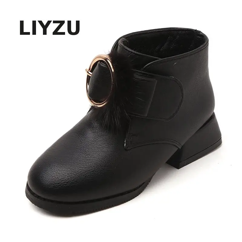 

Children Winter Boots Girls Martin Boots Fashion Leather Princess Shoes Outdoor Fluff Warm Snow Boots Anti-skid Wear